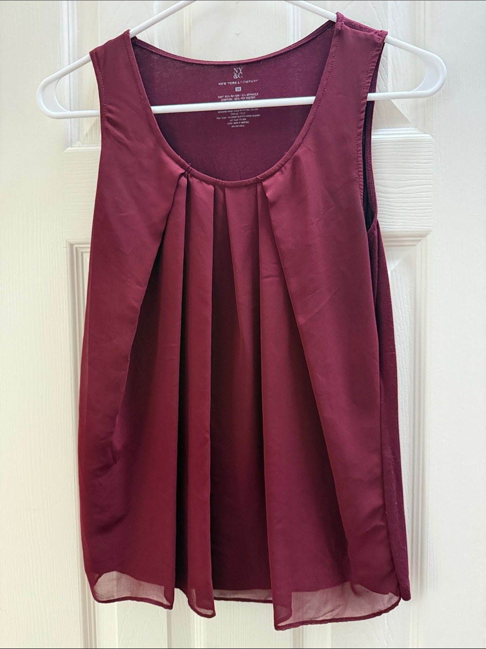 New York & Company Pleated Sleeveless Camisole - Burgundy